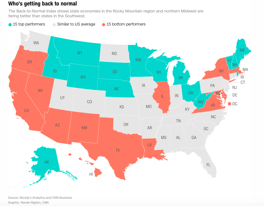 Connecticut ranks 23rd on Moody’s “Back to Normal” index