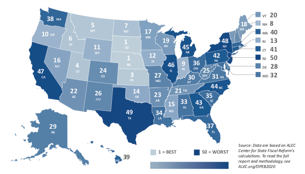 Connecticut ranks 41st for unfunded OPEB liabilities, according to report